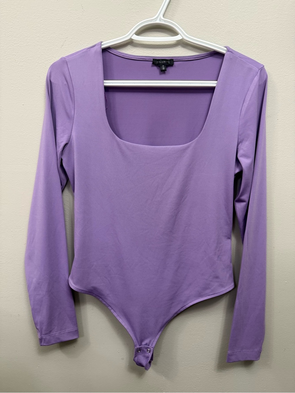 NWOT Dynamite Lavender Long-Sleeve Square Neck Bodysuit - Medium